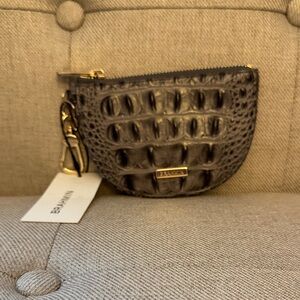 NWT.  Brahmin Black Croc-Embossed Wristlet